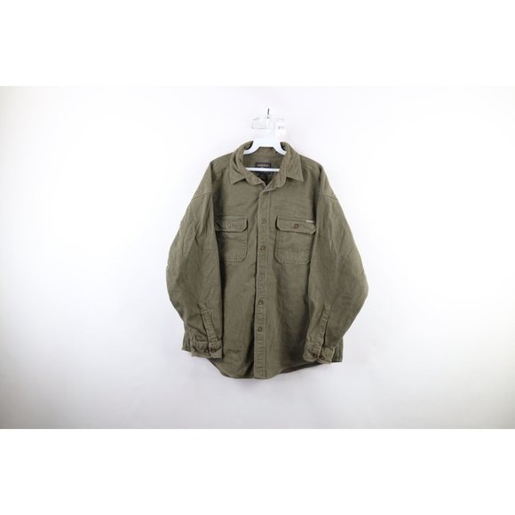 Woolrich Other - Vintage 90s Woolrich Mens XL Faded Heavyweight Chamois Cloth Button Shirt Green